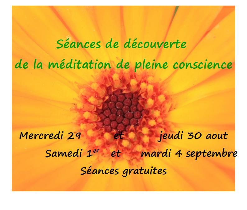 Programme des Séances de découverte de la méditation de pleine conscience